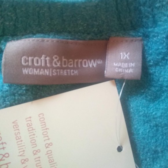 NWT Croft & Barrow Aqua Sweater, 1X - Picture 3 of 4
